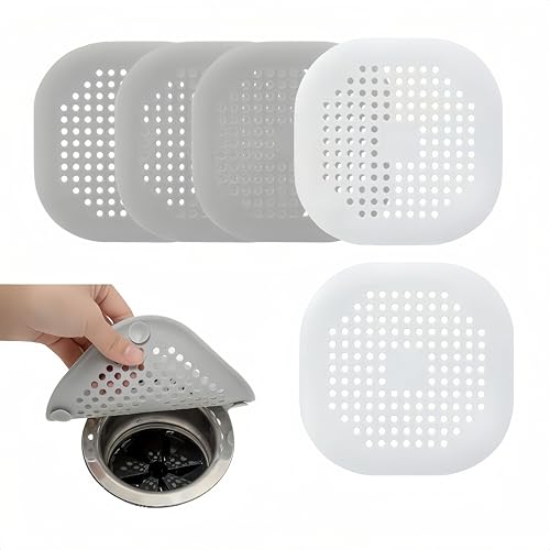 5Pcs Haarsieb Dusche- Premium Silikon Abflusssieb mit Saugnäpfen - Für Dusche, Badewanne & Spüle - Verhindert Verstopfungen - BPA-frei & kalkresistent - Einfach zu reinigen (10cm Durchmesser) von Hawfund