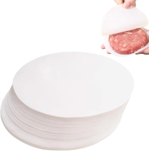 Burgerscheiben 500Pcs- Antihaft Backpapier Rund 10cm für Burgerpressen - Hitzebeständig bis 450°C - Wiederverwendbare Scheiben Grillen, Backen & Fleischtrennen - Lebensmittelecht & Spülmaschinenfest von Hawfund