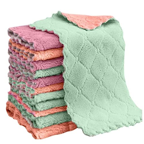 HAWLOO Mikrofaser Geschirrtücher - 12er Set Ultra saugfähig Waschlappen Microfaser Küchenhandtücher Spüllappen Putzlappen Mikrofasertuch (Gemischt, 12) von HAWLOO