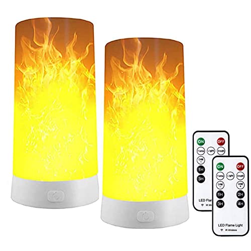 Hawofly LED-Flammeneffektlicht, 2er-Pack Flammenlampe, wiederaufladbares USB Flammenlicht mit Fernbedienung und Timer, realistisch tanzender LED-Flackerdocht mit Magnet für Thanksgiving, Weihnacht von Hawofly