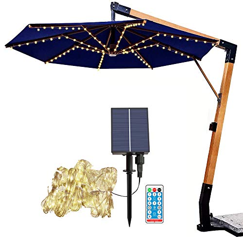 Solar-Lichterkette, Regenschirm Lichterkette mit 104 LEDs, 8 Modi, wasserdicht Gartenleuchten mit Fernbedienung für Terrassenschirme, Campingzelte Schirmdekoration von Hawofly