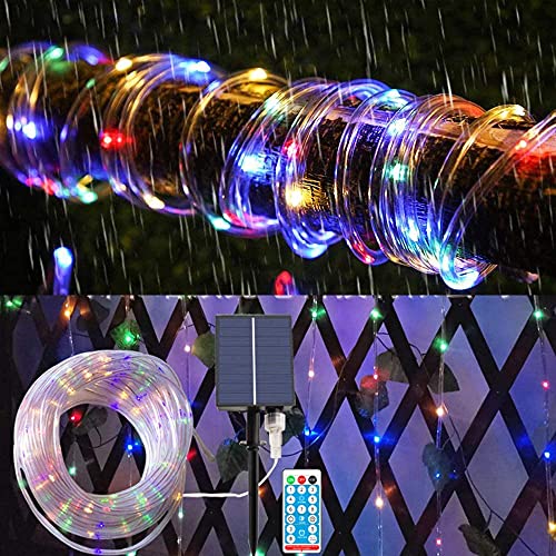 Hawofly Solar Lichtschlauch Lichterkette,20M 200 LEDS Lichterschlauch mit Fernbedienung,IP68 Wasserdicht led schlauch,8 Modi und Helligkeit dimmbar,lichtschlauch led Ideal für Aussen, Hochzeit, Party von Hawofly