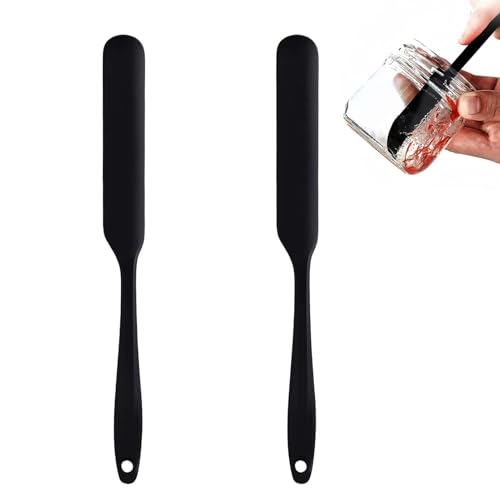 2 PCS Schmaler Silikonspatel: 315 ℃ Hitzebeständiger Flexibler Glasspatel, Flexibler Teigschaber Klein und Lang mit Schlankem Griff, ideal als Teigschaber Silikon zum Abschaben von Saucen und Sauertei von Hawpasy