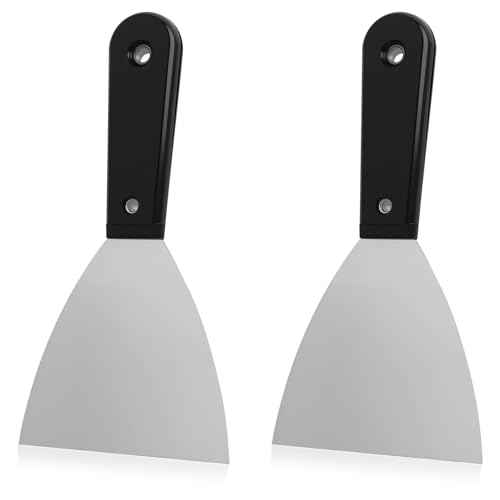 2 Stück Plancha Spachtel Küchenspachtel Set, Küchenspachtel für Grill, BBQ, Küche, Pfanne, Kochen, Pizza, Burger, Steak, Reinigung, Schräger Rand, Spülmaschinenfest von Hawpasy