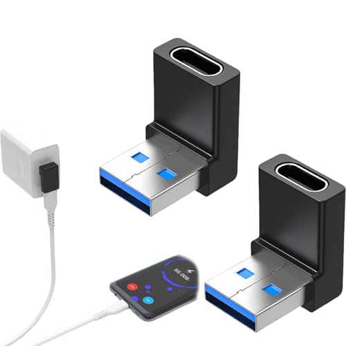 Hawpasy 2 Stück Rechtwinkliger USB A Stecker auf USB C Buchse Adapter, A auf C Adapter 90 Grad, 5Gbps Datenübertragung & 2A Laden, Kompakt OTG Konverter für Laptop, Ladegerät, Powerbank Hawpasy 2 Stück Rechtwinkliger USB A Stecker auf USB C Buchse Adapter, A auf C Adapter 90 Grad, 5Gbps Datenübertragung & 2A Laden, Kompakt OTG Konverter für Laptop, Ladegerät, Powerbank von Hawpasy