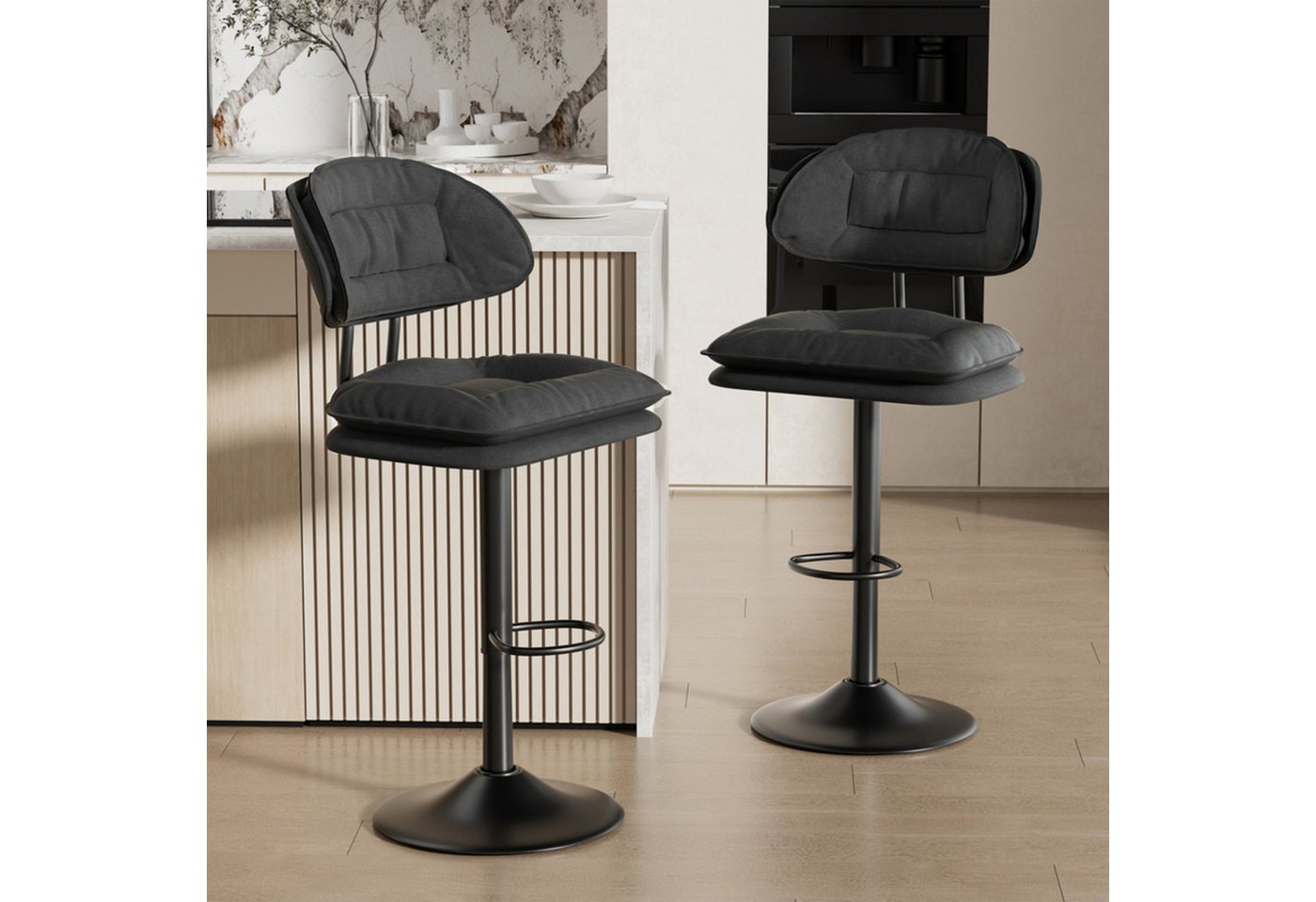HawthyHome Barhocker 2er Set, Ergonomische Gepolsterte Barstühle mit Rückenlehne (2 St), Höhenverstellbare Doppellagige Barhocker von HawthyHome