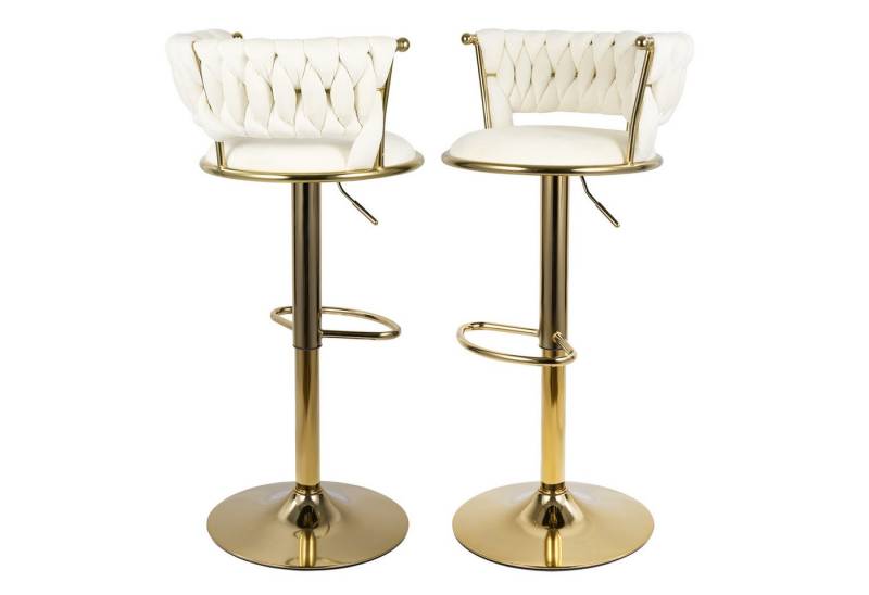 HawthyHome Barhocker Barstuhl mit Rückenlehne und Fußstütze höhenverstellbar drehbar (2 St), mit goldener Metallbasis, Beige von HawthyHome