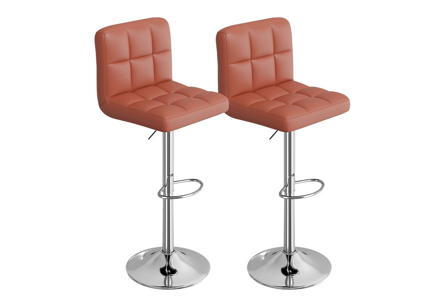 HawthyHome Barhocker Bistrohocker aus Kunstleder mit Rückenlehne und Fußstütze (2 St), Braun von HawthyHome