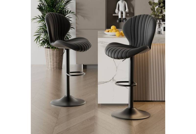 HawthyHome Barhocker Drehhocker, Höhenverstellbare Barstühle mit Rückenlehne (2 St., 2er Set), 360°Drehbar, mit Fußstütze und Fabric-Bezug von HawthyHome