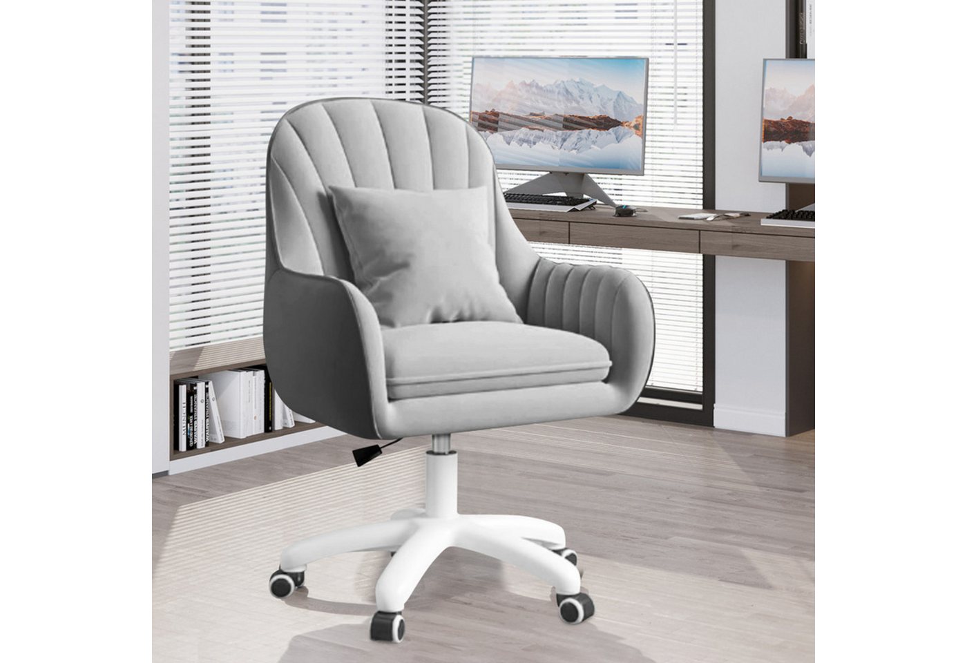 HawthyHome Bürostuhl Ergonomischer Homeoffice-Stuhl, 360° Drehbar & Höhenverstellbar (1 St), Samtbezug mit Kopfkissen, ideal für Arbeitszimmer & Schlafzimmer von HawthyHome