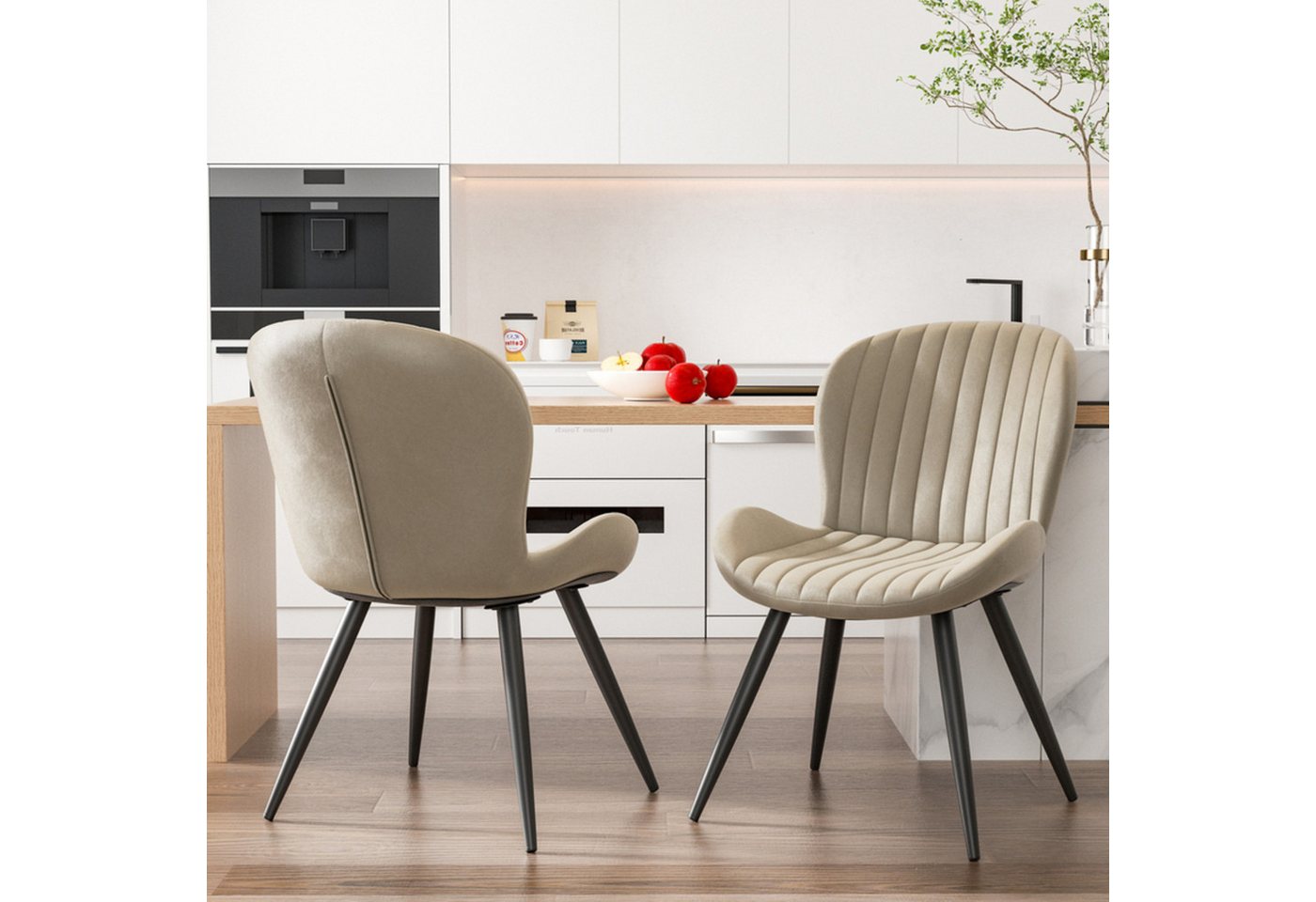 HawthyHome Esszimmerstuhl 2er Set Polsterstuhl mit Armlehnen & Metallbeinen (2 St), Wasserdicht & Ergonomisch für Küche Esszimmer Wohnzimmer von HawthyHome