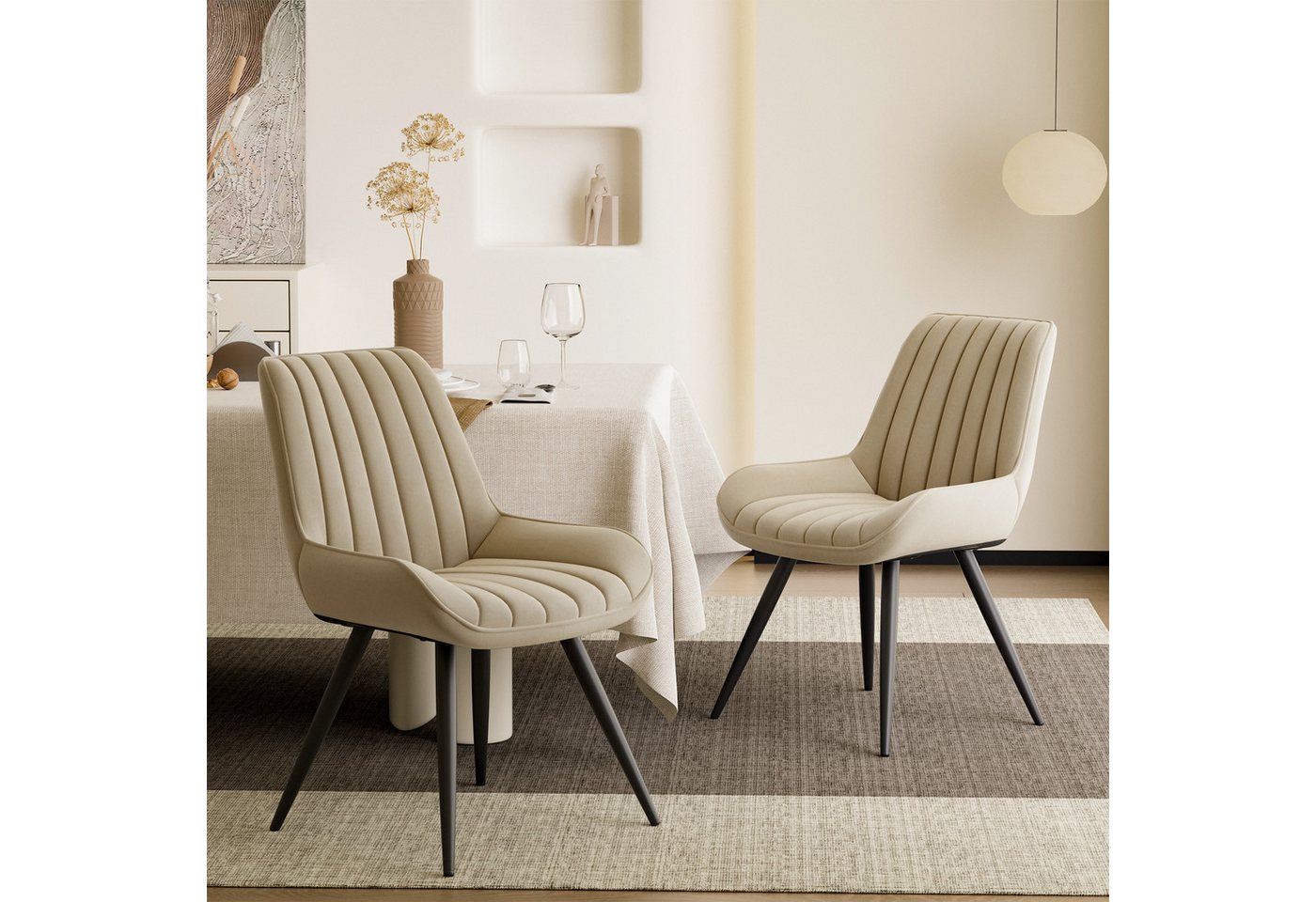 HawthyHome Esszimmerstuhl Stuhlset – 2er Set Polsterstühle, Moderner Küchenstuhl (2 St), mit Ergonomischer Rückenlehne und Metallbeinen von HawthyHome