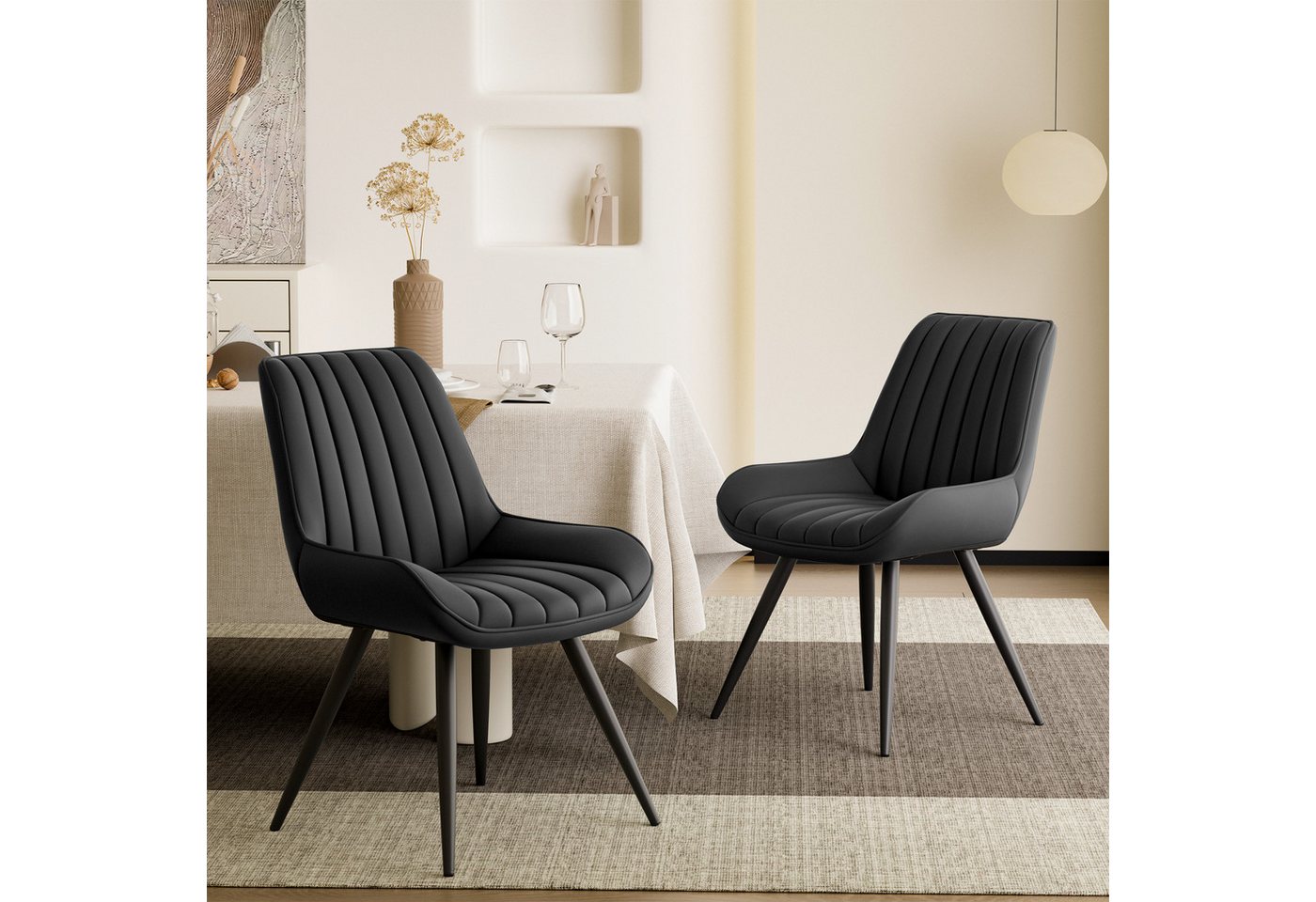 HawthyHome Esszimmerstuhl Stuhlset – 2er Set Polsterstühle, Moderner Küchenstuhl (2 St), mit Ergonomischer Rückenlehne und Metallbeinen von HawthyHome