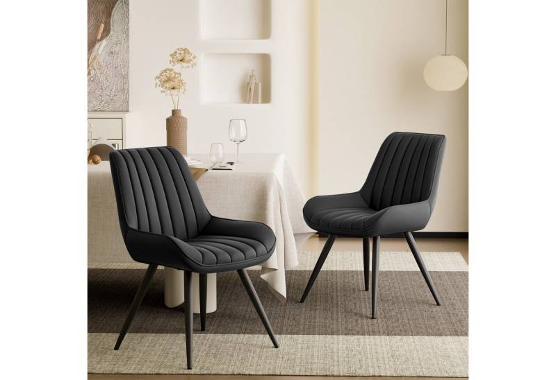 HawthyHome Esszimmerstuhl Stuhlset – 2er Set Polsterstühle, Moderner Küchenstuhl (2 St), mit Ergonomischer Rückenlehne und Metallbeinen von HawthyHome
