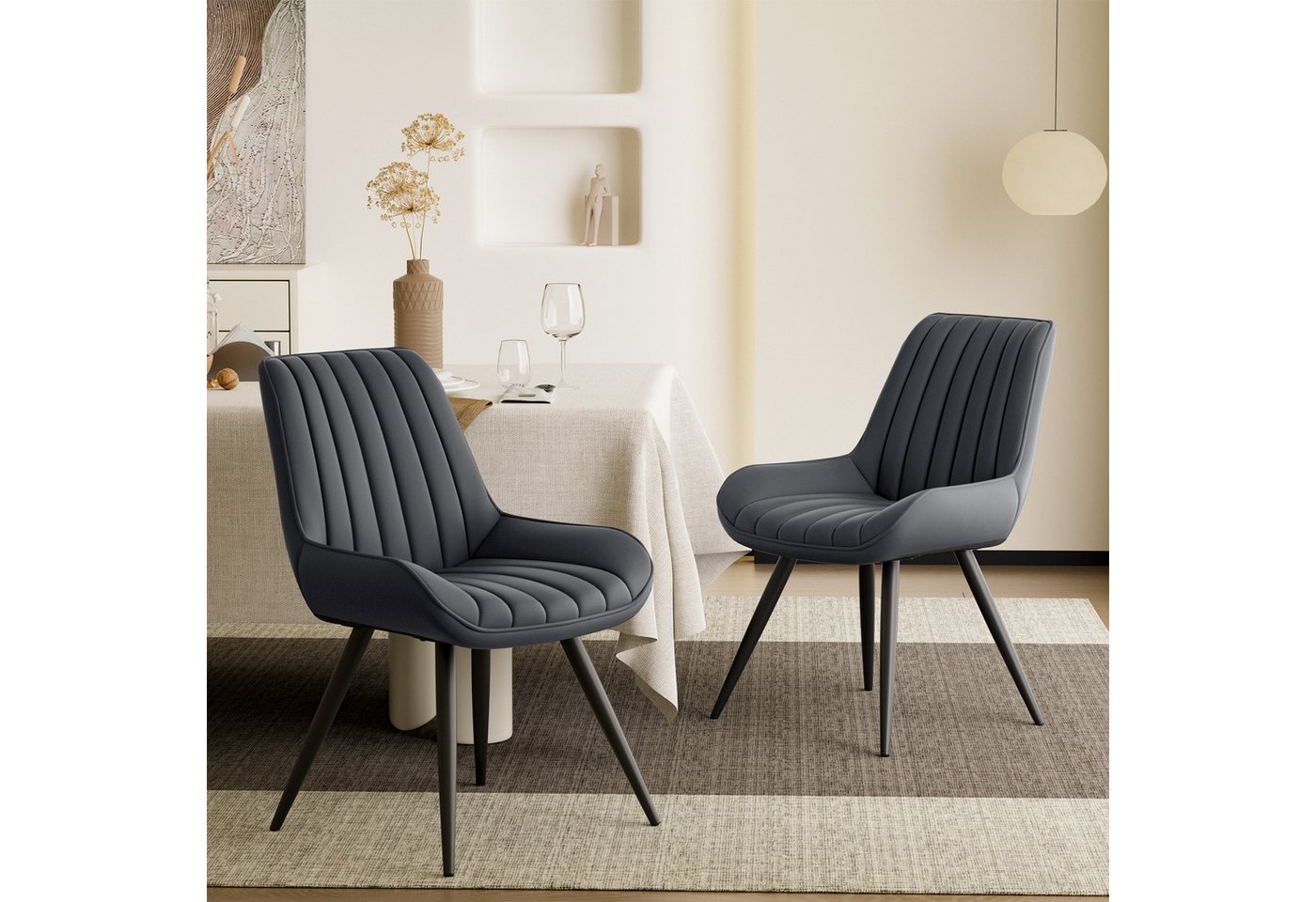 HawthyHome Esszimmerstuhl Stuhlset – 2er Set Polsterstühle, Moderner Küchenstuhl (2 St), mit Ergonomischer Rückenlehne und Metallbeinen von HawthyHome
