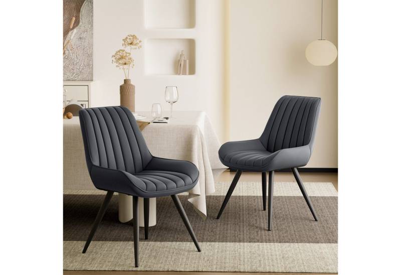 HawthyHome Esszimmerstuhl Stuhlset – 2er Set Polsterstühle, Moderner Küchenstuhl (2 St), mit Ergonomischer Rückenlehne und Metallbeinen von HawthyHome