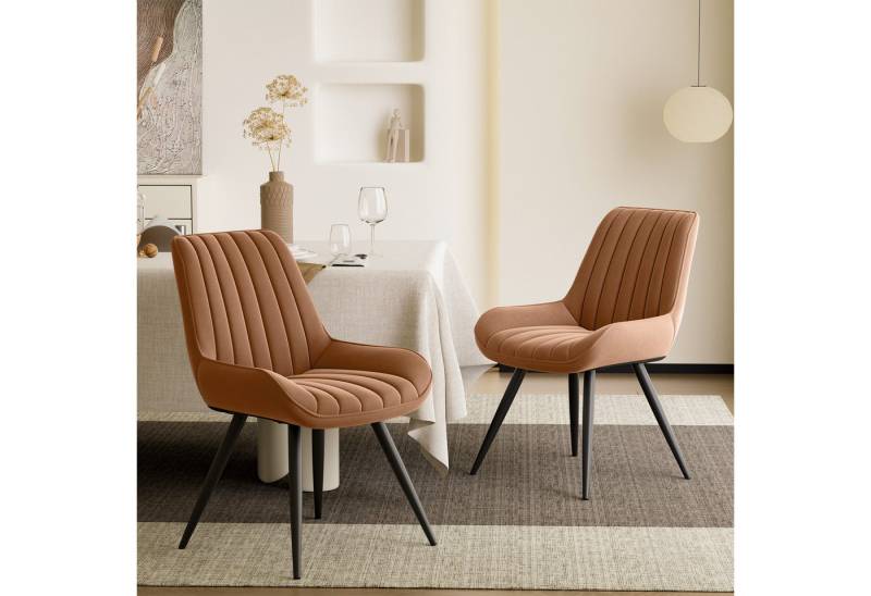 HawthyHome Esszimmerstuhl Stuhlset – 2er Set Polsterstühle, Moderner Küchenstuhl (2 St), mit Ergonomischer Rückenlehne und Metallbeinen von HawthyHome