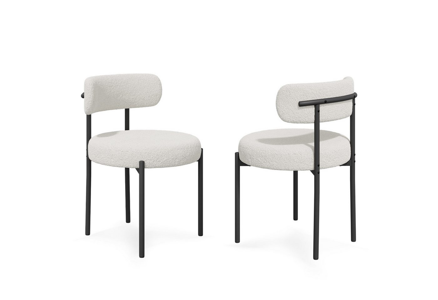 HawthyHome Esszimmerstuhl Teddy Stoff Runde Boucle Stühle Polsterstuhl mit Metallgestell (2 St), 2er Set von HawthyHome