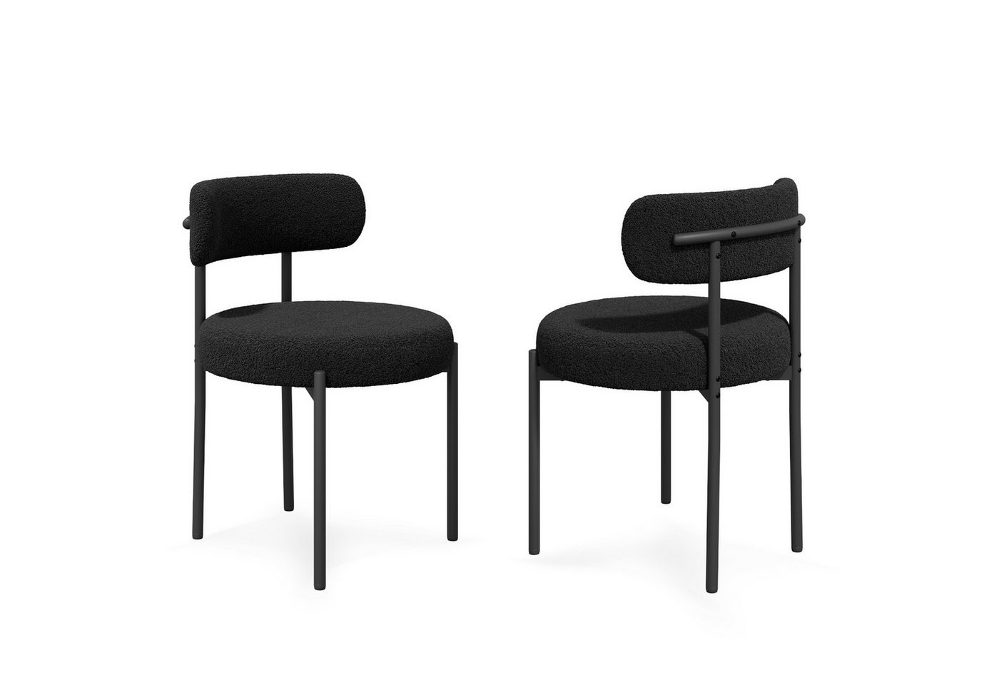 HawthyHome Esszimmerstuhl Teddy Stoff Runde Boucle Stühle Polsterstuhl mit Metallgestell (2 St), 2er Set von HawthyHome