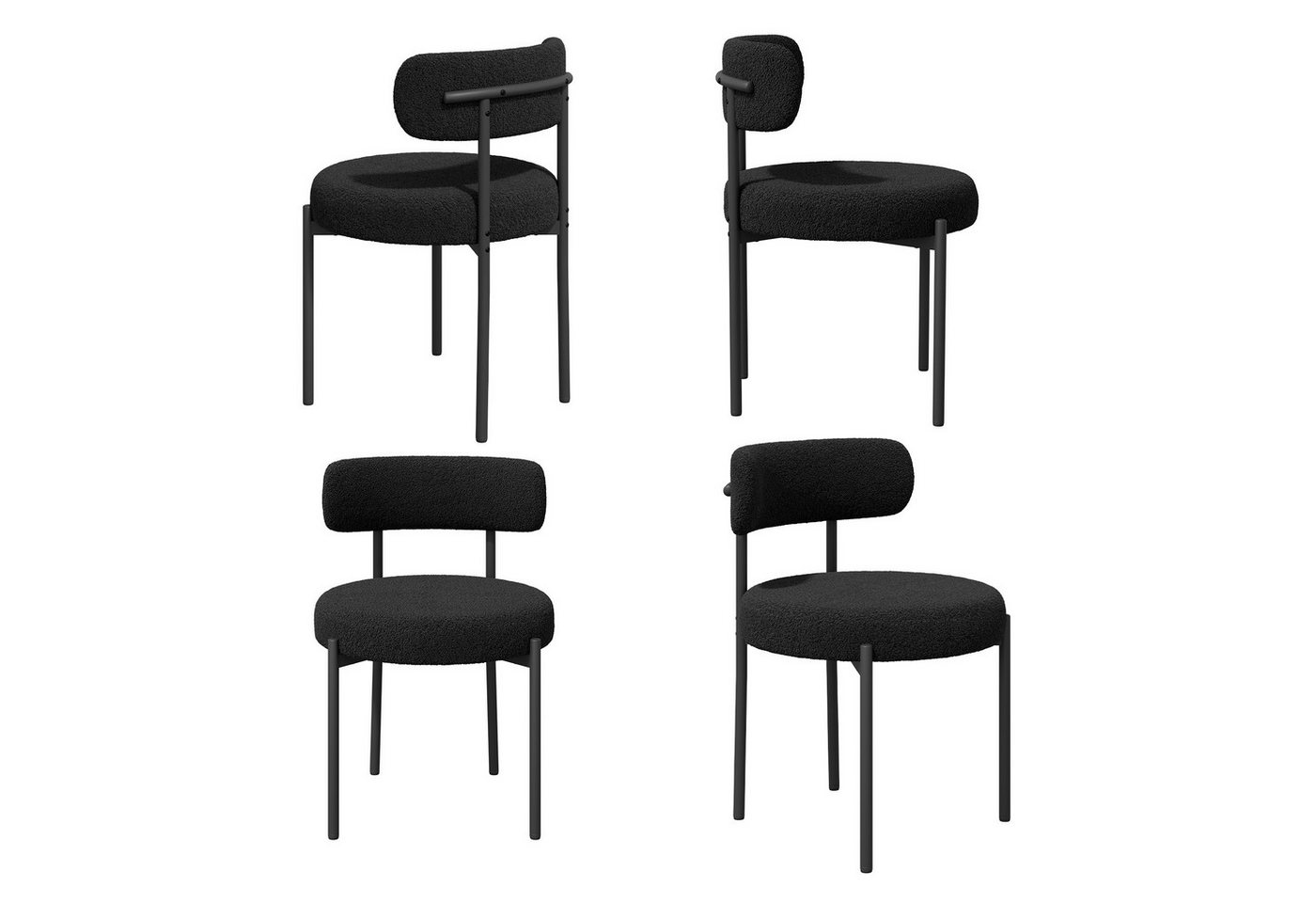 HawthyHome Esszimmerstuhl Teddy Stoff Runde Boucle Stühle Polsterstuhl mit Metallgestell (4 St), 4er Set von HawthyHome