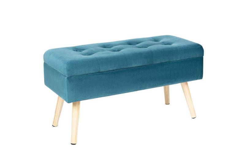 HawthyHome Sitzbank mit Stauraum gepolsterte aus Samt mit Holzbeinen 80×35×40 cm von HawthyHome