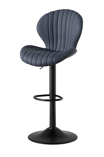 Hawthyhome Barhocker 1er Set |Barhocker Höhenverstellbar mit lehne •Hocker aus Fabric•Küchenstühle mit Fußstütze •Barstühle Drehstühle •360°Drehbar Einfache Montage •Dunkelgrau FU01023DG von Hawthyhome