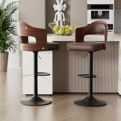 Hawthyhome Barhocker 2er Set Barstuhl Tresenhocker Bistrohocker 360°Drehstuhl Küchenstühle mit offene Rückenlehne und Fußstütze Stuhl mit Armlehnen Lobby Tresen Küche Hausbar Braun Nussbaumholz Hawthyhome Barhocker 2er Set Barstuhl Tresenhocker Bistrohocker 360°Drehstuhl Küchenstühle mit offene Rückenlehne und Fußstütze Stuhl mit Armlehnen Lobby Tresen Küche Hausbar Braun Nussbaumholz von Hawthyhome