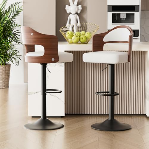 Hawthyhome Barhocker 2er Set Barstuhl Tresenhocker Bistrohocker 360°Drehstuhl Küchenstühle mit offene Rückenlehne und Fußstütze Stuhl mit Armlehnen Lobby Tresen Küche Hausbar Weiß Nussbaumholz Hawthyhome Barhocker 2er Set Barstuhl Tresenhocker Bistrohocker 360°Drehstuhl Küchenstühle mit offene Rückenlehne und Fußstütze Stuhl mit Armlehnen Lobby Tresen Küche Hausbar Weiß Nussbaumholz von Hawthyhome