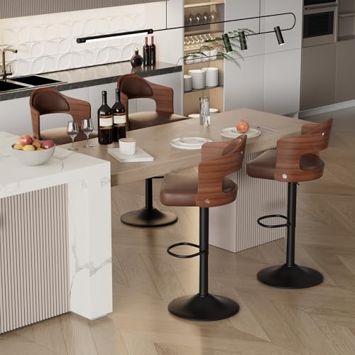 Hawthyhome Barhocker 4er Set Barstuhl Tresenhocker Bistrohocker 360°Drehstuhl Küchenstühle mit offene Rückenlehne und Fußstütze Stuhl mit Armlehnen Lobby Tresen Küche Hausbar Braun Nussbaumholz Hawthyhome Barhocker 4er Set Barstuhl Tresenhocker Bistrohocker 360°Drehstuhl Küchenstühle mit offene Rückenlehne und Fußstütze Stuhl mit Armlehnen Lobby Tresen Küche Hausbar Braun Nussbaumholz von Hawthyhome