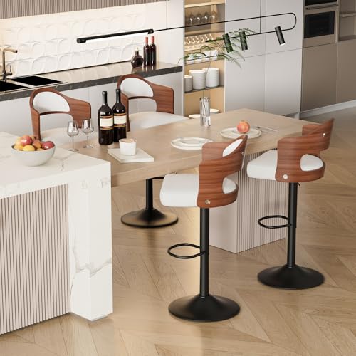 Hawthyhome Barhocker 4er Set Barstuhl Tresenhocker Bistrohocker 360°Drehstuhl Küchenstühle mit offene Rückenlehne und Fußstütze Stuhl mit Armlehnen Lobby Tresen Küche Hausbar Weiß Nussbaumholz Hawthyhome Barhocker 4er Set Barstuhl Tresenhocker Bistrohocker 360°Drehstuhl Küchenstühle mit offene Rückenlehne und Fußstütze Stuhl mit Armlehnen Lobby Tresen Küche Hausbar Weiß Nussbaumholz von Hawthyhome