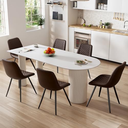 Hawthyhome Esszimmerstühle 6er Set Kunstleder Küchenstuhl Polsterstuhl gepolstert für Wohnzimmer Schlafzimmer Küche mit Rückenlehne, Braun von Hawthyhome