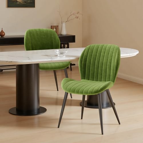 Hawthyhome Esszimmerstühle 2er Set, Küchenstuhl, Stuhl Esszimmer Wohnzimmer, ergonomischer Sessel, Armlehnstuhl, Polsterstuhl, Wasserdichtes Material,Metallbeine, Samt, Grün von Hawthyhome