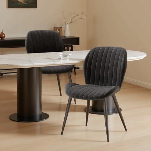 Hawthyhome Esszimmerstühle 2er Set, Küchenstuhl, Stuhl Esszimmer Wohnzimmer, ergonomischer Sessel, Armlehnstuhl, Polsterstuhl, Wasserdichtes Material,Metallbeine, Samt, Schwarz von Hawthyhome