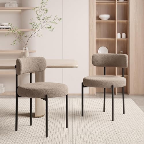 Hawthyhome Esszimmerstühle 2er Set丨Teddy Stoff Runde Boucle Stühle·Mid-Century gepolsterte Küchenstühle·Dining Chairs mit Metallbeinen·Grau Hawthyhome Esszimmerstühle 2er Set丨Teddy Stoff Runde Boucle Stühle·Mid-Century gepolsterte Küchenstühle·Dining Chairs mit Metallbeinen·Grau von Hawthyhome