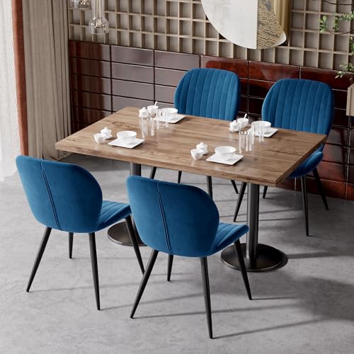 Hawthyhome Esszimmerstühle 4er Set, Küchenstuhl, Stuhl Esszimmer Wohnzimmer, ergonomischer Sessel, Armlehnstuhl, Polsterstuhl, Wasserdichtes Material,Metallbeine, Samt, Blau von Hawthyhome