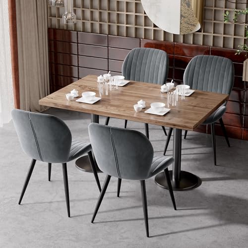 Hawthyhome Esszimmerstühle 4er Set, Küchenstuhl, Stuhl Esszimmer Wohnzimmer, ergonomischer Sessel, Armlehnstuhl, Polsterstuhl, Wasserdichtes Material,Metallbeine, Samt, Dunkelgrau von Hawthyhome