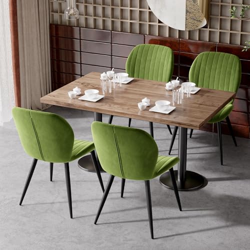 Hawthyhome Esszimmerstühle 4er Set, Küchenstuhl, Stuhl Esszimmer Wohnzimmer, ergonomischer Sessel, Armlehnstuhl, Polsterstuhl, Wasserdichtes Material,Metallbeine, Samt, Grün von Hawthyhome