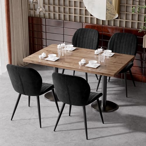 Hawthyhome Esszimmerstühle 4er Set, Küchenstuhl, Stuhl Esszimmer Wohnzimmer, ergonomischer Sessel, Armlehnstuhl, Polsterstuhl, Wasserdichtes Material,Metallbeine, Samt, Schwarz von Hawthyhome