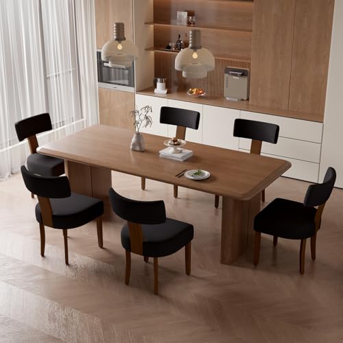 Hawthyhome Esszimmerstühle 6er Set, Holz Küchenstuhl Polsterstuhl Wohnzimmerstuhl Sessel mit Hartholzrahmen, Sitzfläche aus Leinen, für Esszimmer Küche Schminktisch Wohnzimmer, Schwarz von Hawthyhome