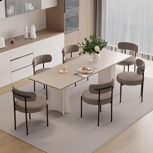 Hawthyhome Esszimmerstühle 6er Set丨Teddy Stoff Runde Boucle Stühle·Mid-Century gepolsterte Küchenstühle·Dining Chairs mit Metallbeinen·Grau Hawthyhome Esszimmerstühle 6er Set丨Teddy Stoff Runde Boucle Stühle·Mid-Century gepolsterte Küchenstühle·Dining Chairs mit Metallbeinen·Grau von Hawthyhome