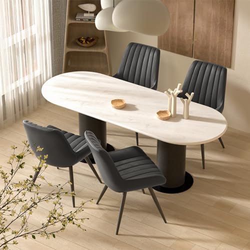 Hawthyhome Esszimmerstühle| Polsterstühle mit 5 cm Sitzkissen •wasserdichtes PU-Leder Dining Chair • Küchenstuhl mit Rückenlehne (Schwarz, 4er Set) von Hawthyhome