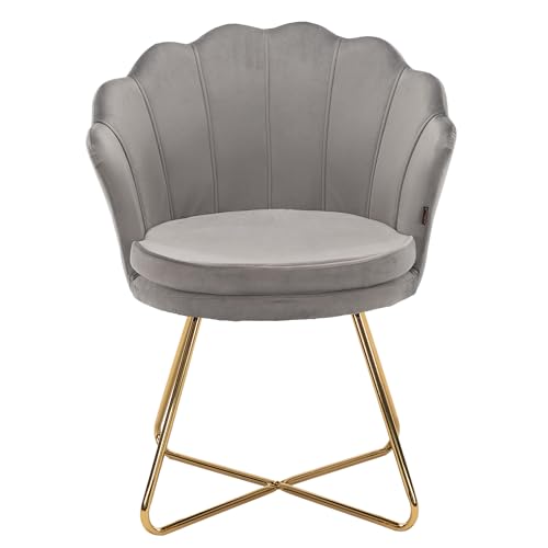 Hawthyhome Polstersessel Esszimmerstühle, Stuhl Schminktisch, Stuhl Samt, Blütenblatt-Rückenlehne Lehnstuhl mit Metallbeinen Gold, Bis 150 KG Belastbar Grau Hawthyhome Polstersessel Esszimmerstühle, Stuhl Schminktisch, Stuhl Samt, Blütenblatt-Rückenlehne Lehnstuhl mit Metallbeinen Gold, Bis 150 KG Belastbar Grau von Hawthyhome