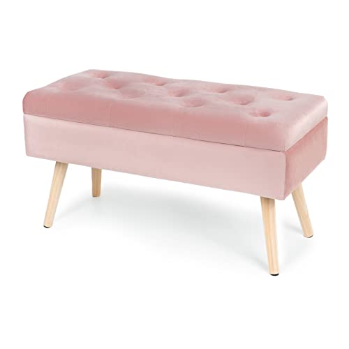 Hawthyhome Gepolstert Sitzbank mit Stauraum, Polsterbank mit samten Aufbewahrungsbox, Schminktisch Stuhl Fußhocker mit Holzbeine für Flur Wohnzimmer Schlafzimmer 80 × 35 × 43 cm Rosa… Hawthyhome Gepolstert Sitzbank mit Stauraum, Polsterbank mit samten Aufbewahrungsbox, Schminktisch Stuhl Fußhocker mit Holzbeine für Flur Wohnzimmer Schlafzimmer 80 × 35 × 43 cm Rosa… von Hawthyhome