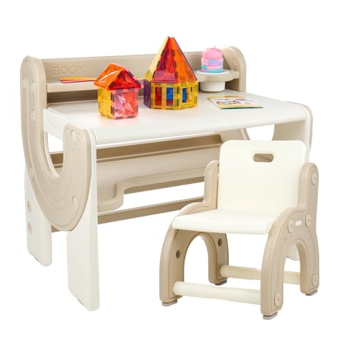 Hawthyhome Kindertisch mit Stühle, Kindersitzgruppe, Kindertisch mit Stauraum, Kinder Tisch Stuhl Set, Tisch und Stühle für Kinder, Kinder Sitzgruppe Innen, bis 50KG belastbar, für Kinder ab 1 Jahr von Hawthyhome