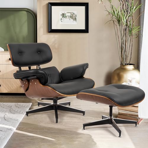 Hawthyhome Relaxsessel aus Echtleder mit Fußstütze – Verstellbarer Liegesessel mit ergonomischem Design, Wippfunktion & massivem Holzrahmen – Ideal für Wohnzimmer & Büro von Hawthyhome