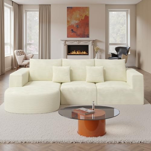 Hawthyhome Sofa mit Schlaffunktion rahmenloses Ecksofa L-Form Couch Installation-Free Cordstoff Ecksofa mit Links-Chaiselongue für Wohnzimmer 3 sitzer 264x177x59cm Beige Hawthyhome Sofa mit Schlaffunktion rahmenloses Ecksofa L-Form Couch Installation-Free Cordstoff Ecksofa mit Links-Chaiselongue für Wohnzimmer 3 sitzer 264x177x59cm Beige von Hawthyhome