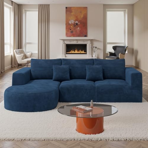 Hawthyhome Sofa mit Schlaffunktion rahmenloses Ecksofa L-Form Couch Installation-Free Cordstoff Ecksofa mit Links-Chaiselongue für Wohnzimmer 3 sitzer 264x177x59cm Blau Hawthyhome Sofa mit Schlaffunktion rahmenloses Ecksofa L-Form Couch Installation-Free Cordstoff Ecksofa mit Links-Chaiselongue für Wohnzimmer 3 sitzer 264x177x59cm Blau von Hawthyhome