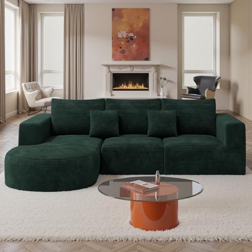 Hawthyhome Sofa mit Schlaffunktion rahmenloses Ecksofa L-Form Couch Installation-Free Cordstoff Ecksofa mit Links-Chaiselongue für Wohnzimmer 3 sitzer 264x177x59cm Grün Hawthyhome Sofa mit Schlaffunktion rahmenloses Ecksofa L-Form Couch Installation-Free Cordstoff Ecksofa mit Links-Chaiselongue für Wohnzimmer 3 sitzer 264x177x59cm Grün von Hawthyhome