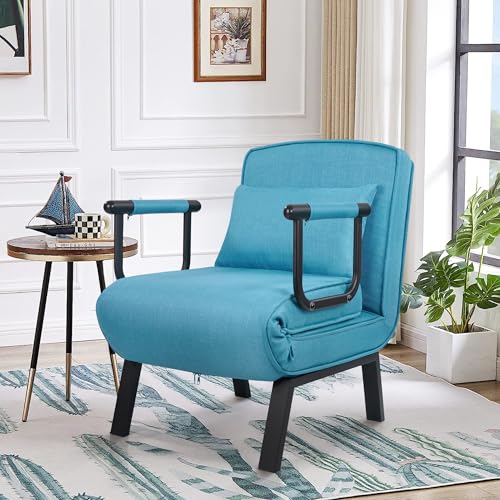 Multi Functional Folding Armchair with Expandable Linen/Fabric Design, Perfect for Home and Office use - Blue Multi Functional Folding Armchair with Expandable Linen/Fabric Design, Perfect for Home and Office use - Blue von Hawthyhome
