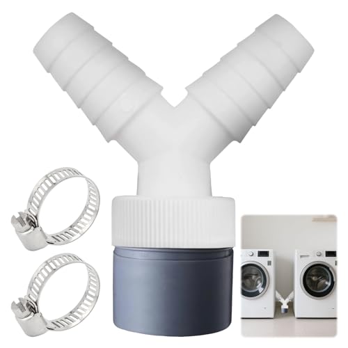 Ablaufadapter für Waschmaschine, 3 Stück, 1,9 cm - 2,4 cm, Doppel-Y-förmiger Anschlussadapter für Schlauch mit Eingangsanschluss des Auslasses, 40 mm Rohr mit 2 Schlauchschellen von Haxisii
